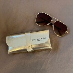 Elie Beaumont Gold Aviator Sunglasses